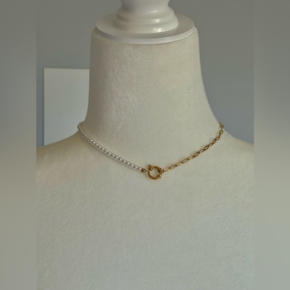 🔥NWOT 18k G Plating Stainless Stl Necklace Waterproof/Tarnish-Free faux pearls - Picture 4 of 4